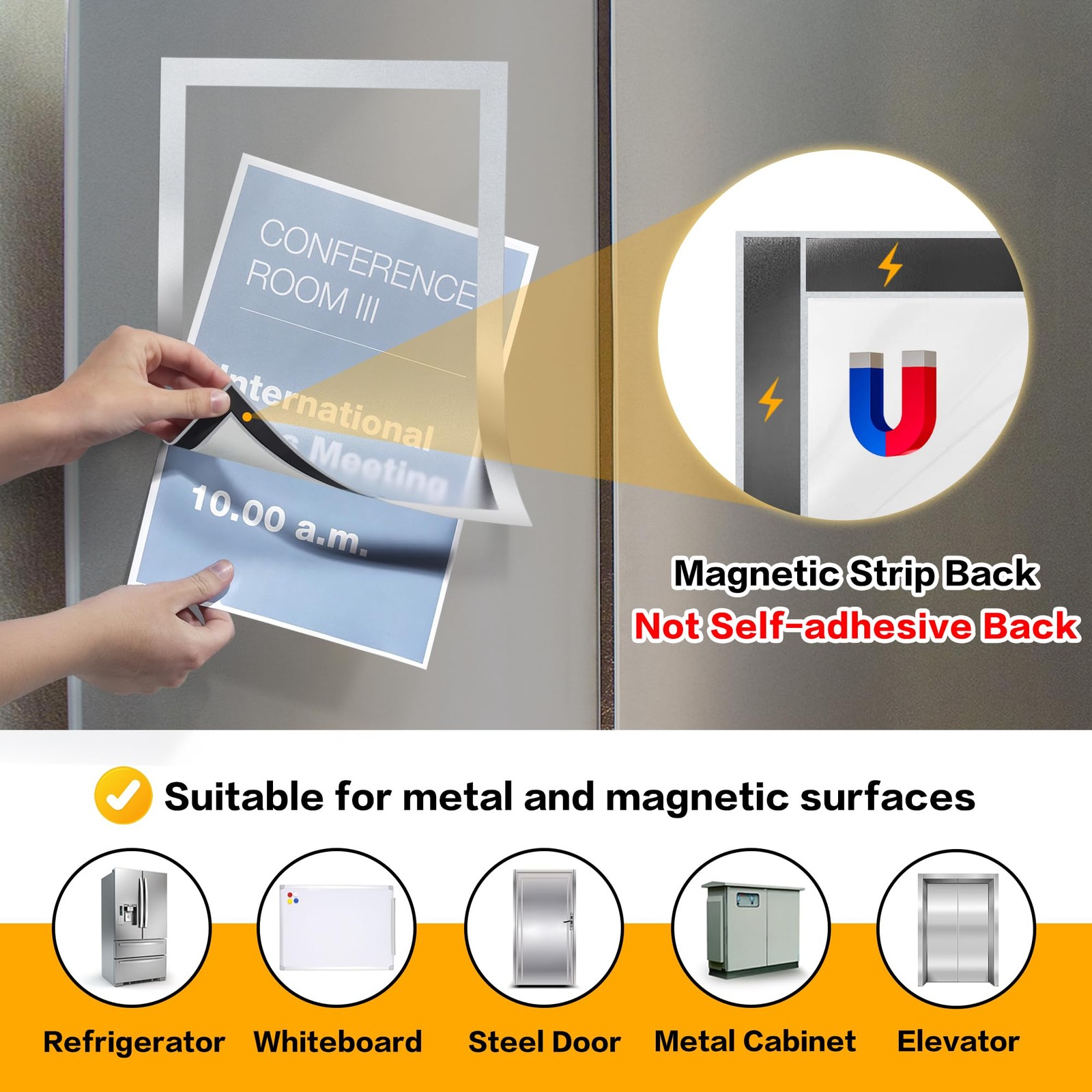 VAIIGO 5Packs Magnetic Frames for Refrigerator – 5Pack 8.5&Prime;x11&Prime;, Silver