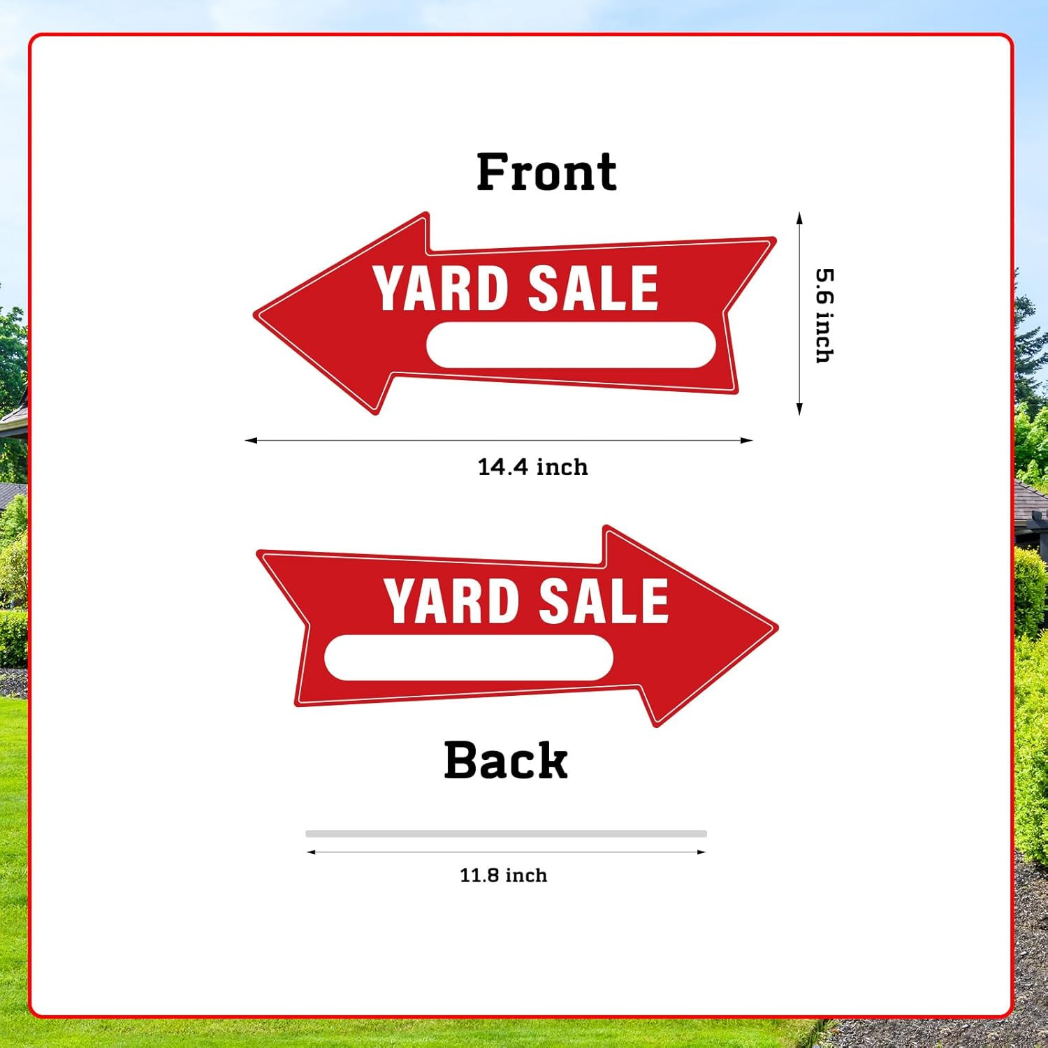 5 PCS Yard Sale Signs 14.4 x 5.6 Inches Yard Sale Arrows Sign with Stakes Double