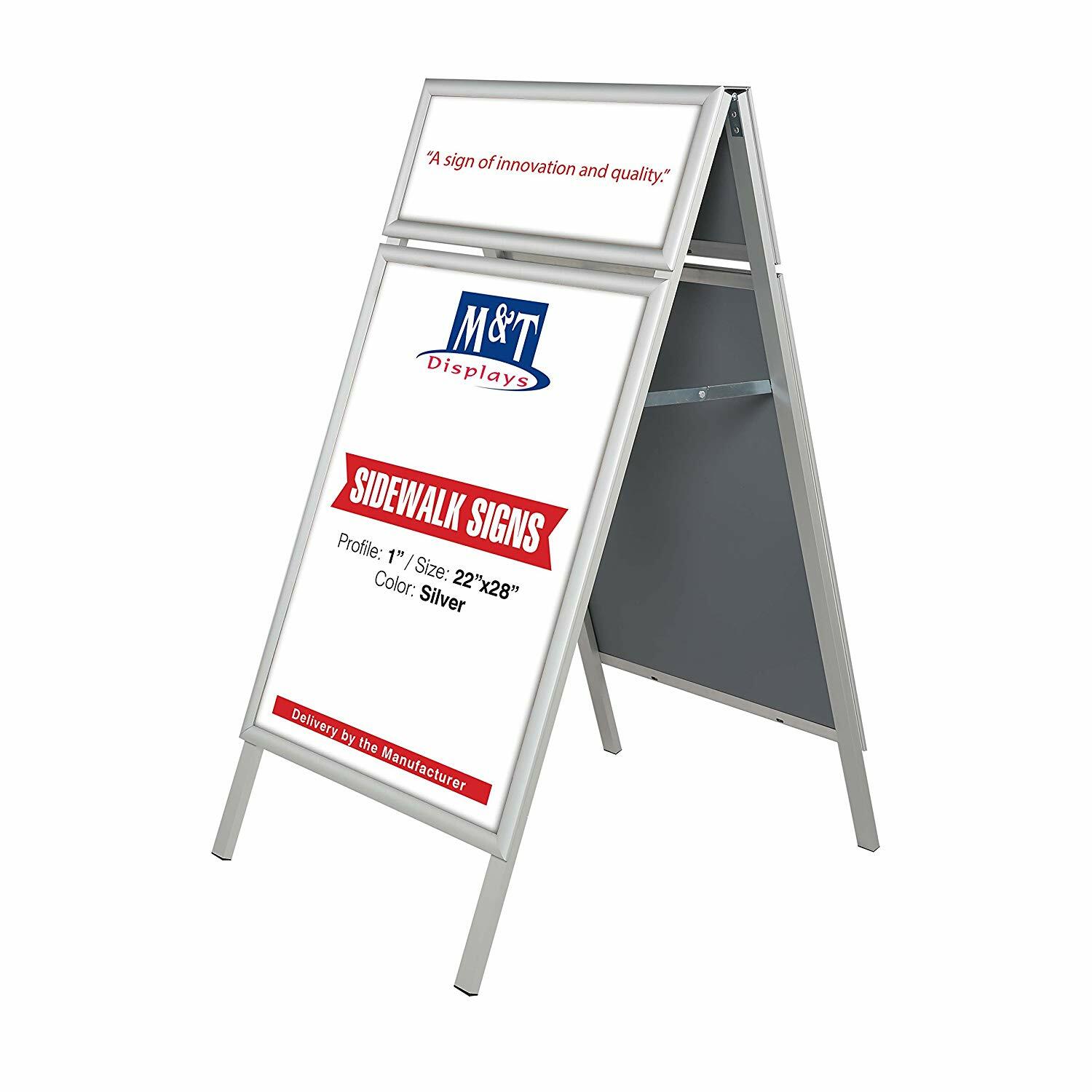 Sandwich Board Sidewalk Snap A-Frame Header Menu Holder Double Side 22×28 Silver