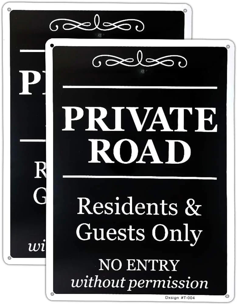 2 Pack Private Road Sign, Residents & Guests Only Access, No Entry Without Permi
