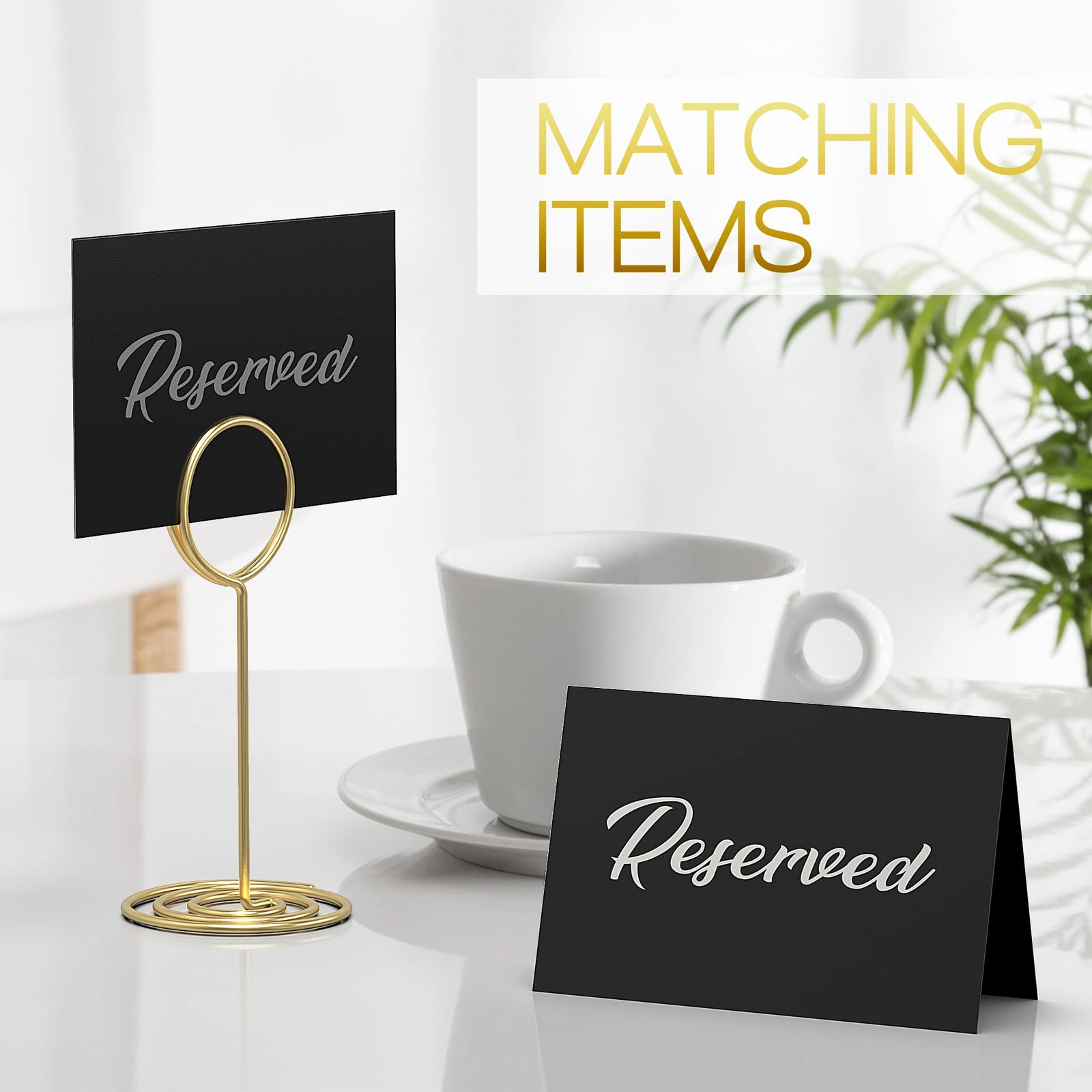 Black Reserved Table Signs Wedding 3×4 Cardstock Silver Foil Seating 10 PCS