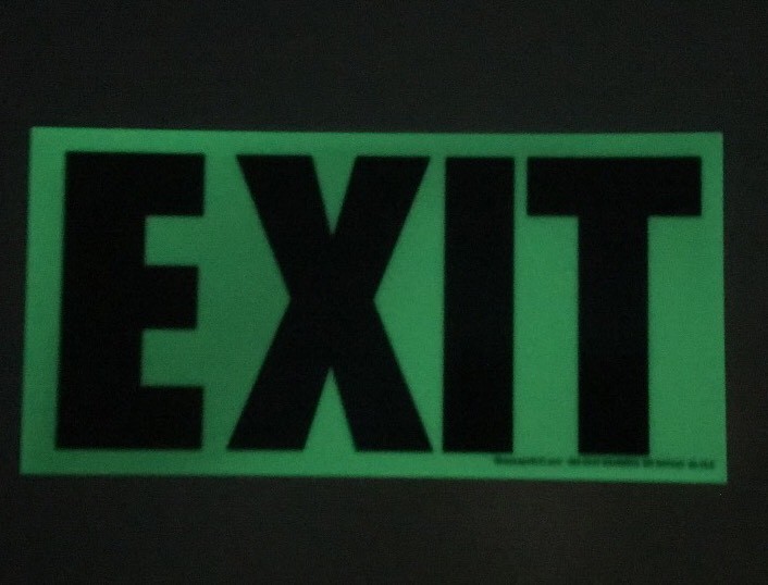 PHOTOLUMINES EXIT DOOR EGRESS SIGN. ALUMINUM 4 3/4 -9 1/2” GS4688ES GLOWSCAPE