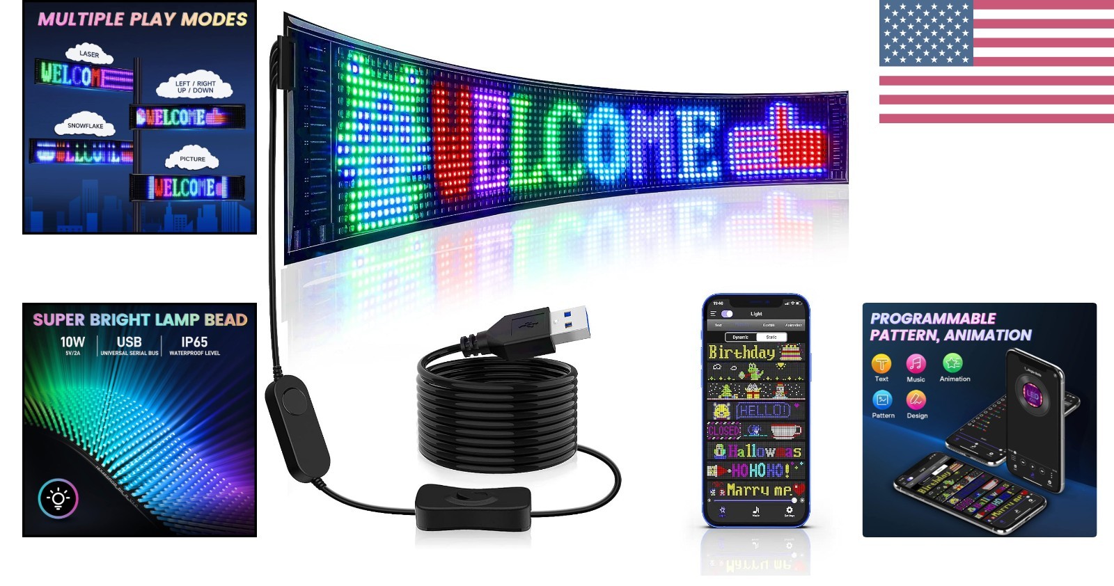Scrolling 27 »x5 » LED Display – Bluetooth-Controlled Custom Sign for Businesses