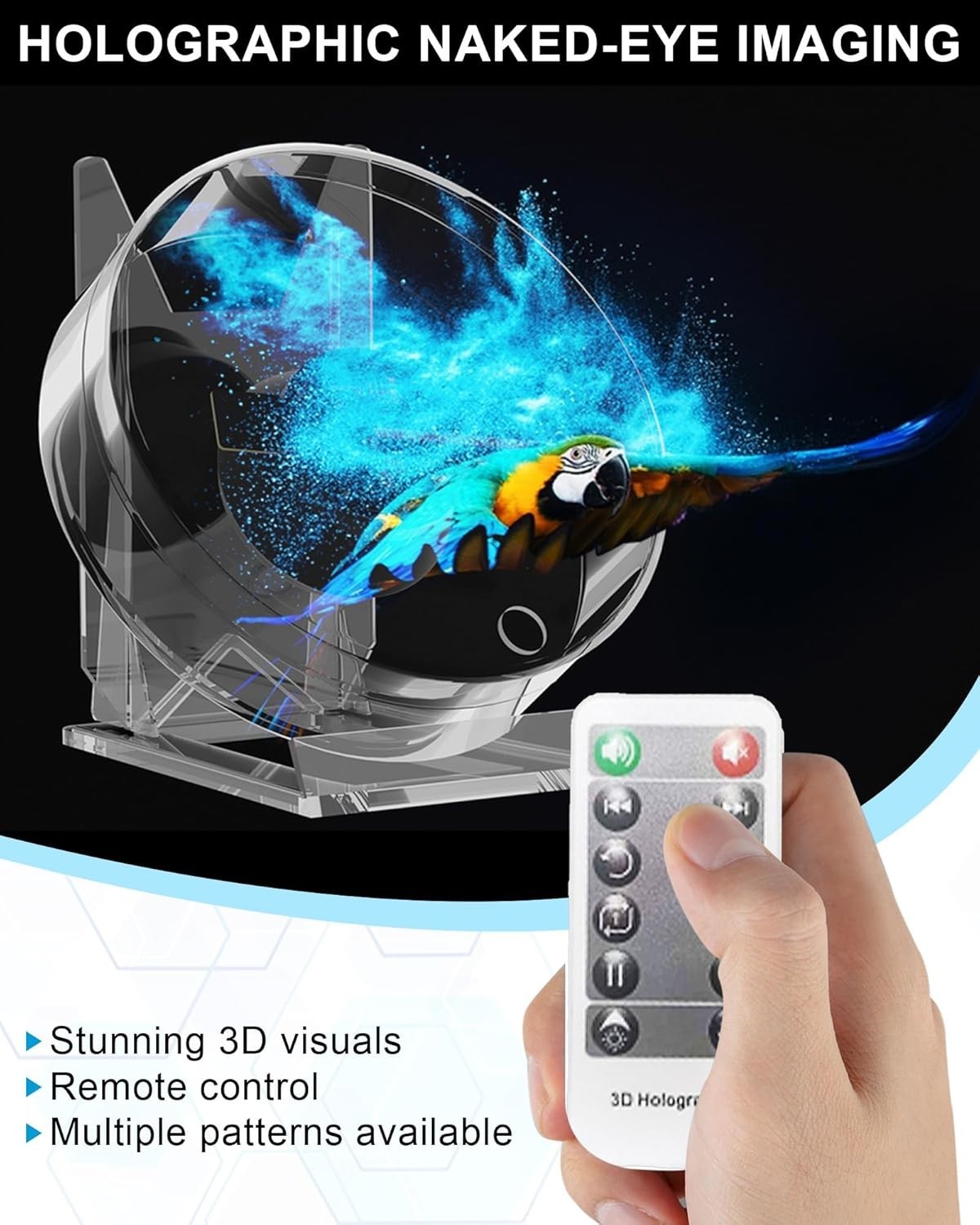 3D Hologram Fan Acrylic 4.72in Portable WiFi App Control for Events Home