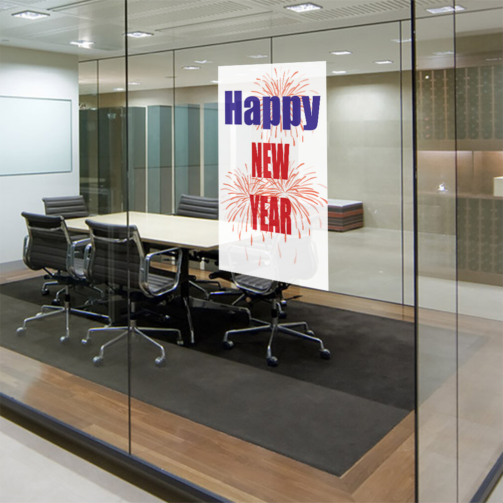 Door Decals Vertical Vinyl Stickers Multiple Sizes Happy New Year Balloons Vinyl