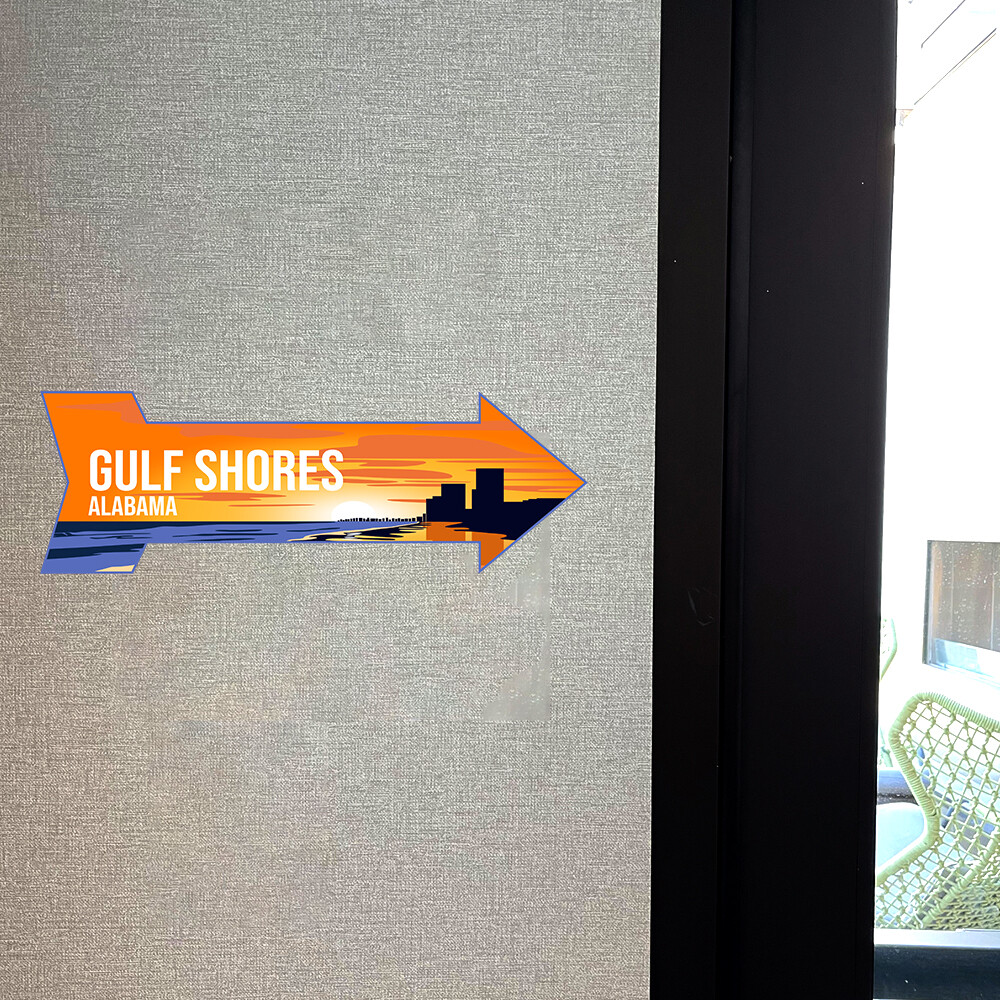 Arrow Shape Plus Gulf Shores, Alabama 12×4&Prime; Wall or Door Sign