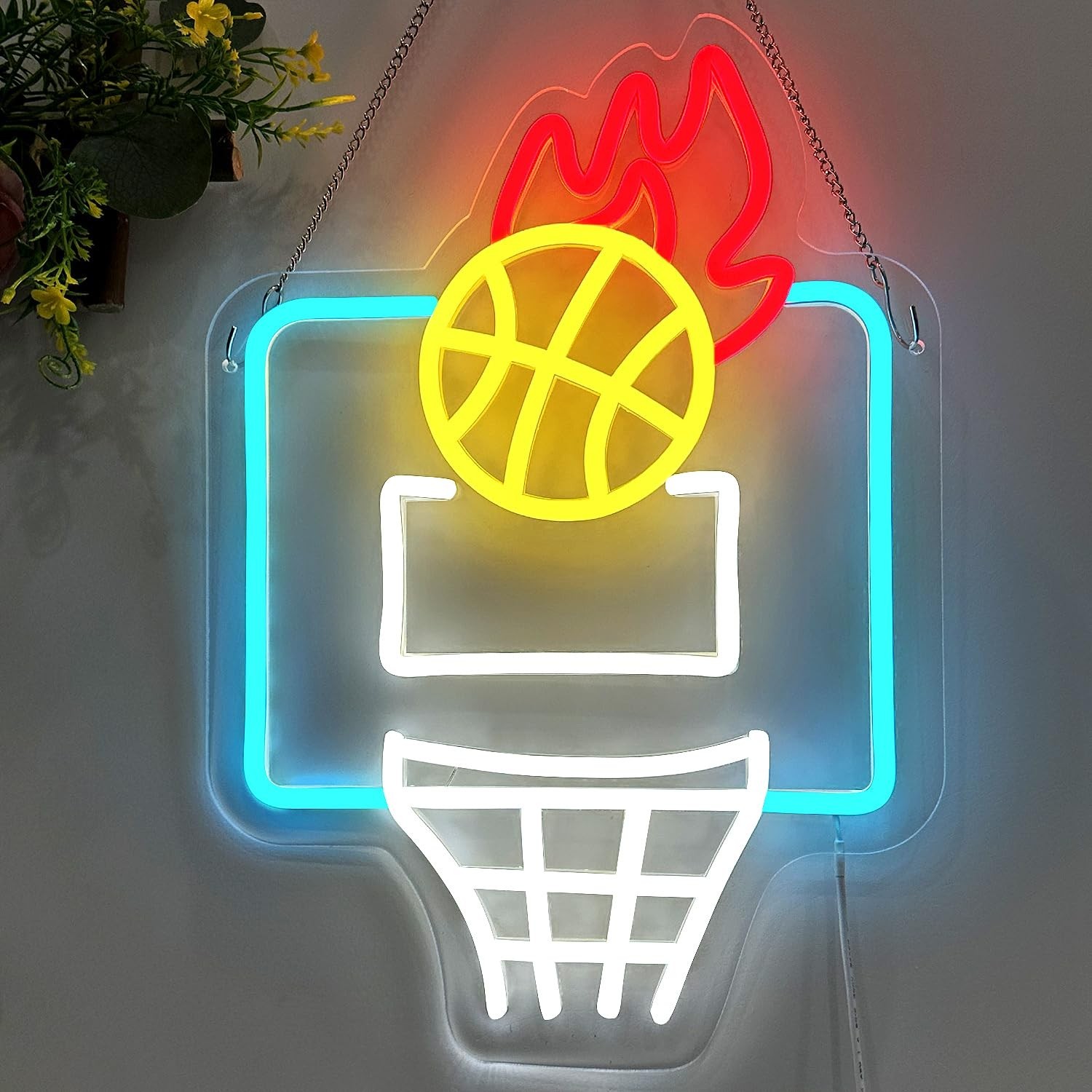 Basketball Neon Sign,Dimmable LED Neon Signs for Wall Decoration, USB Powered…
