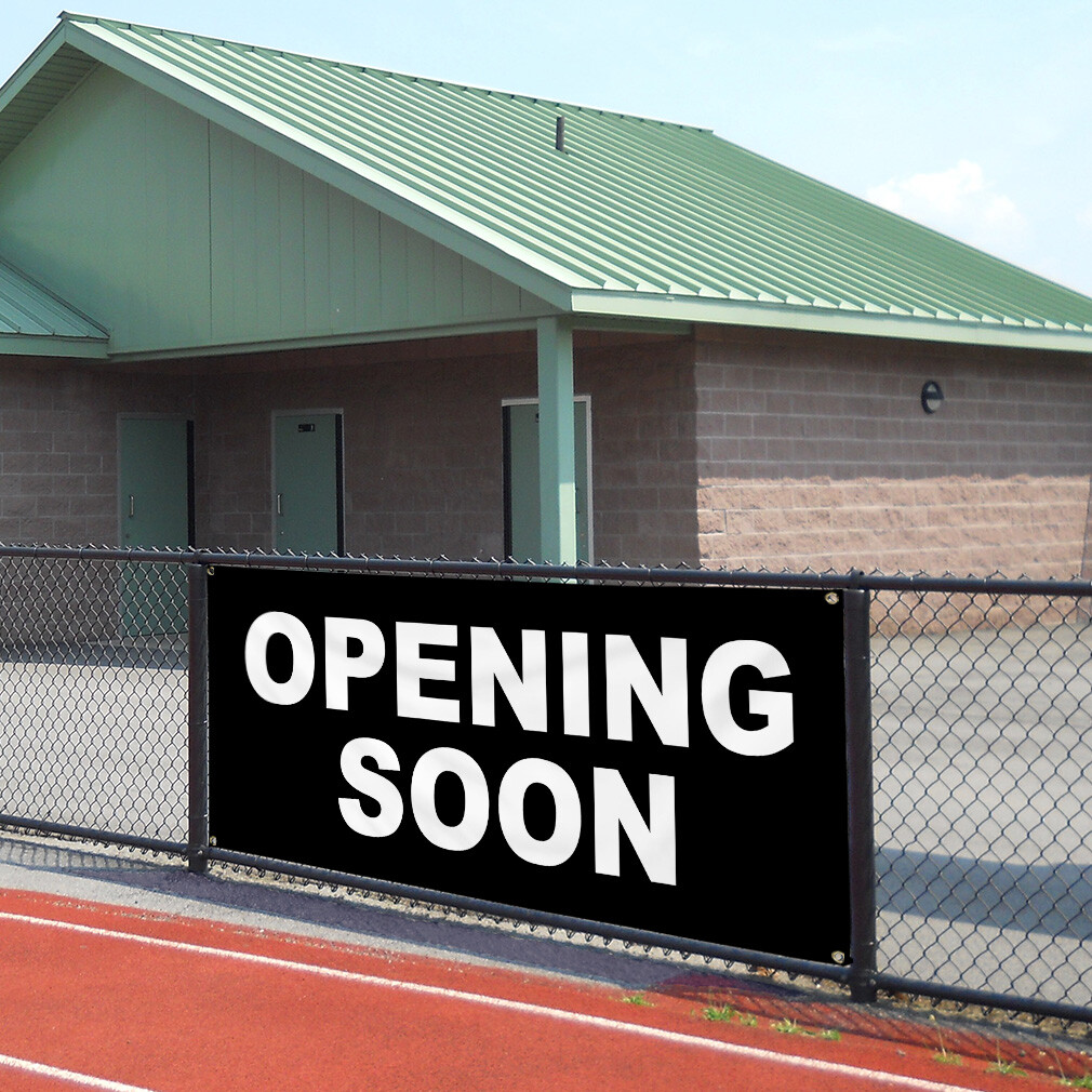 Vinyl Banner Multiple Sizes Opening Soon Style 2 Business Outdoor