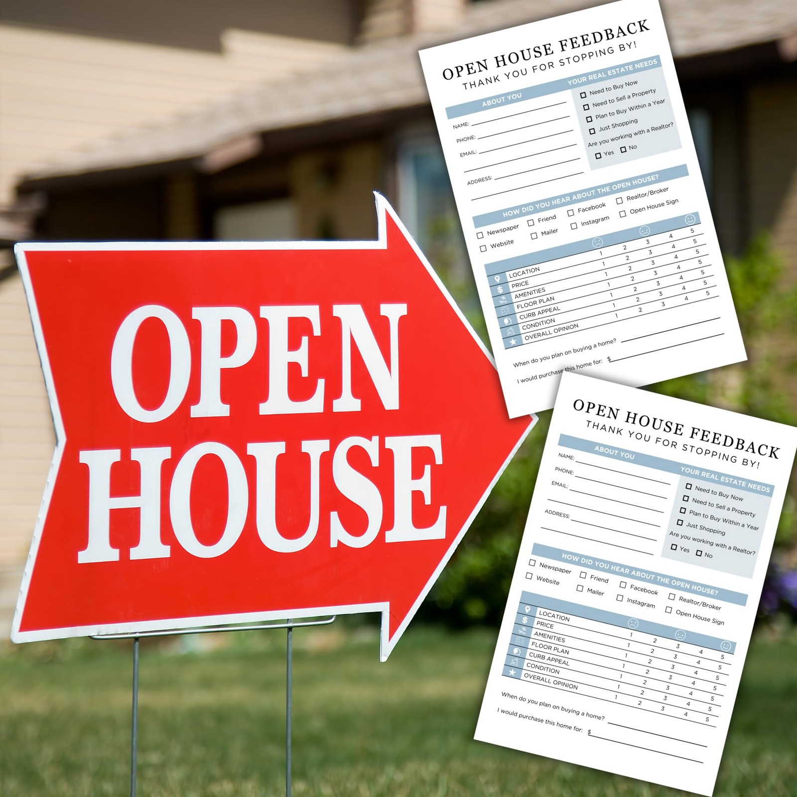 75 PCS Realtor Open House Feedback Form 5.5×8.5 Inch Flyer Client Sign Sheet
