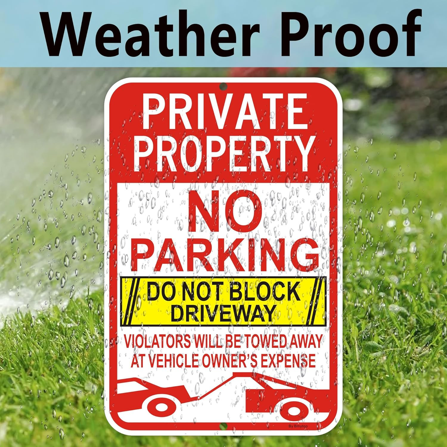 4-Pack Reflective No Parking Signs – Private Property, Towed at Owner&rsquo;s Expense