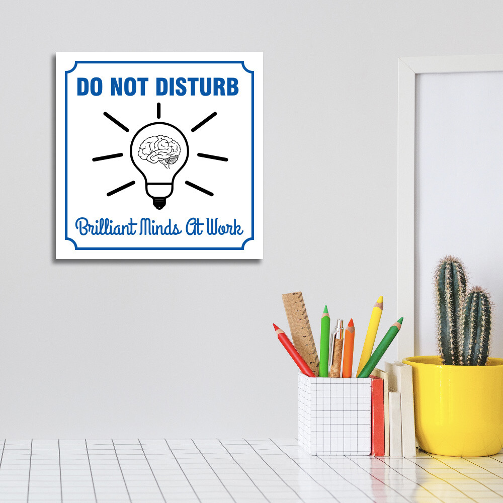 Square Plus Do Not Disturb Brilliant Minds At Work Door or Wall Sign