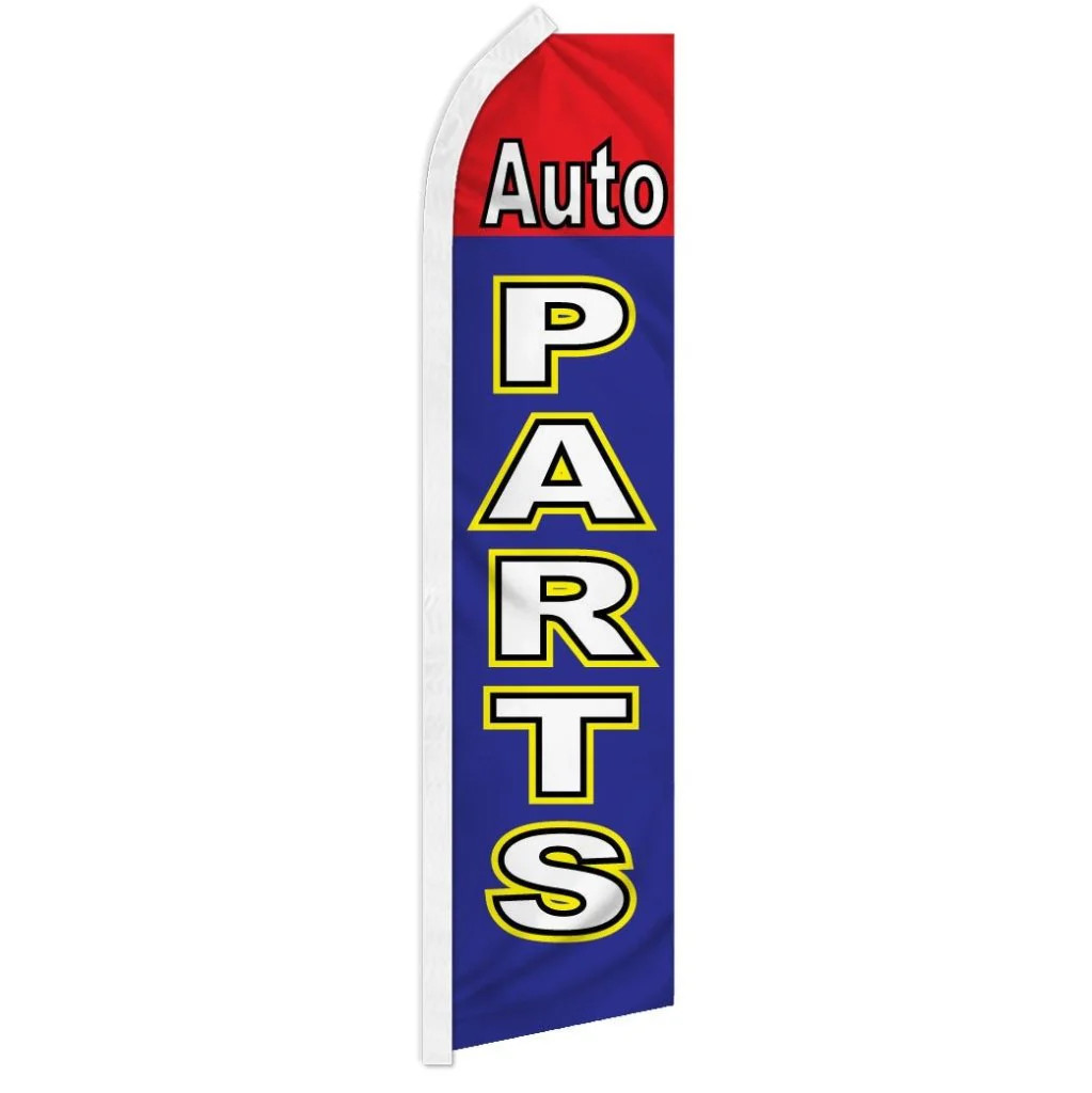AUTO PARTS RED/BLUE advertising super flag polyester banner *POLE NOT INCLUDED*
