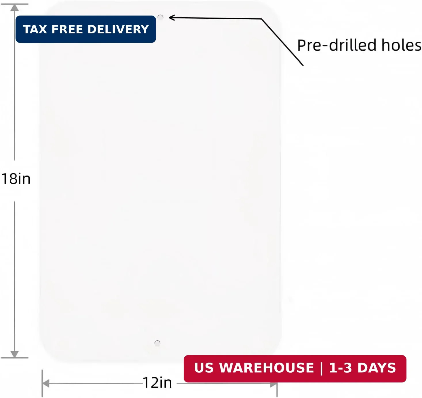 2-Pack White Metal Sign Blanks, 18&Prime;x 12&Prime; .04&Prime; Rust Free Aluminum, Reflective, UV