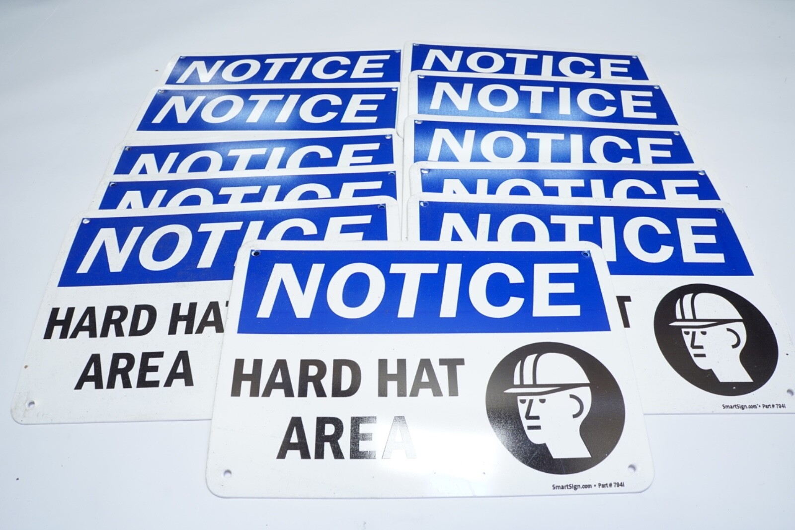 New Lot of 11 SmartSign 7941 Notice Hard Hat Area 10&Prime; x 7&Prime; Ships FREE