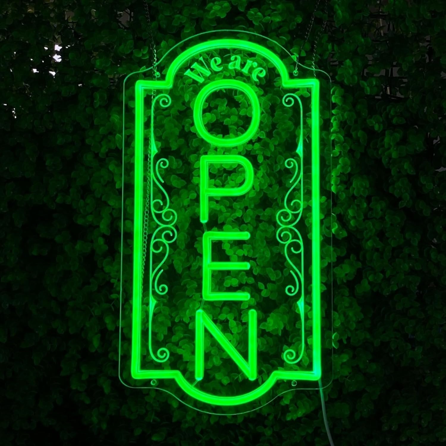 Bright Green Vertical Open LED Neon Sign for Business Window Display 16.5×9