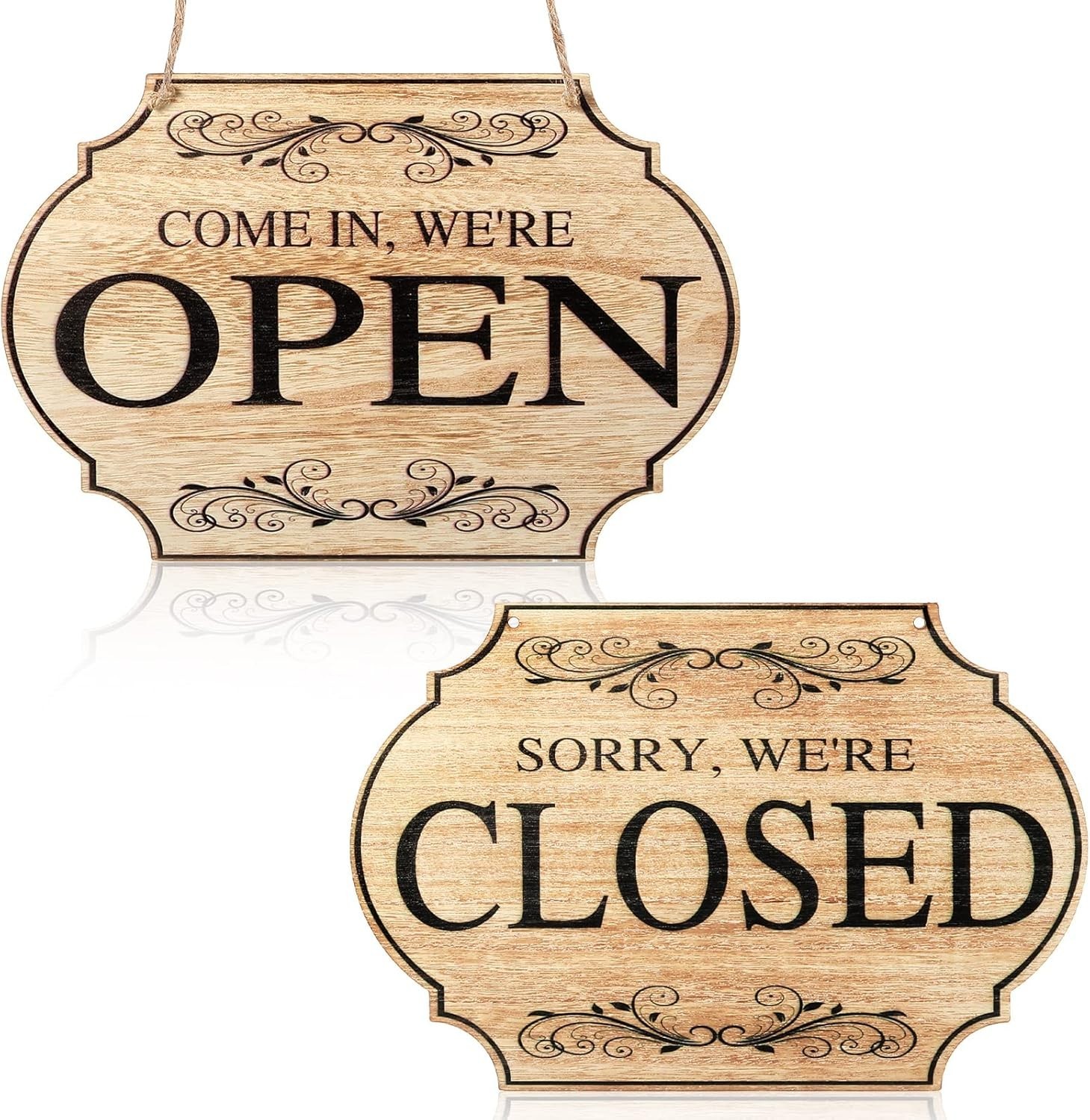 Wooden Waterproof Open Closed Sign, 11.8×7.9 – Versatile Outdoor/Indoor Use