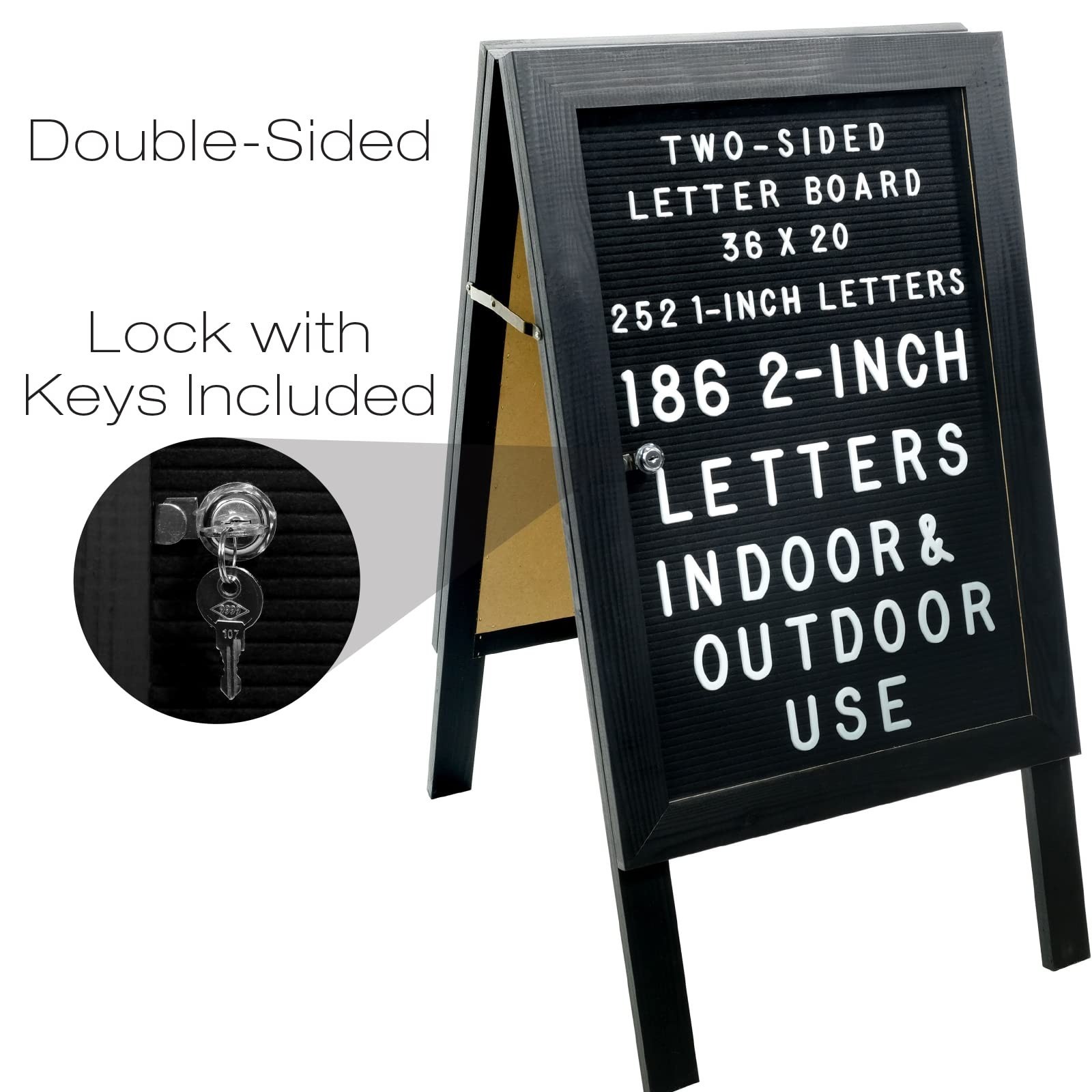 EXCELLO GLOBAL PRODUCTS Large Wooden A-Frame Sidewalk Sign 36×20 Felt Letter …