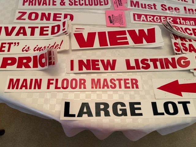 Lot of 106 Realtor Real Estate Peel & Stick RIDER SIGNS Sale Pending New Price +