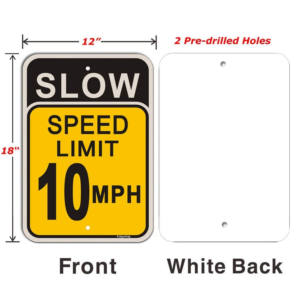 4 Pack Slow Speed Limit 10 MPH Sign 18×12 Engineer Grade Metal Reflective