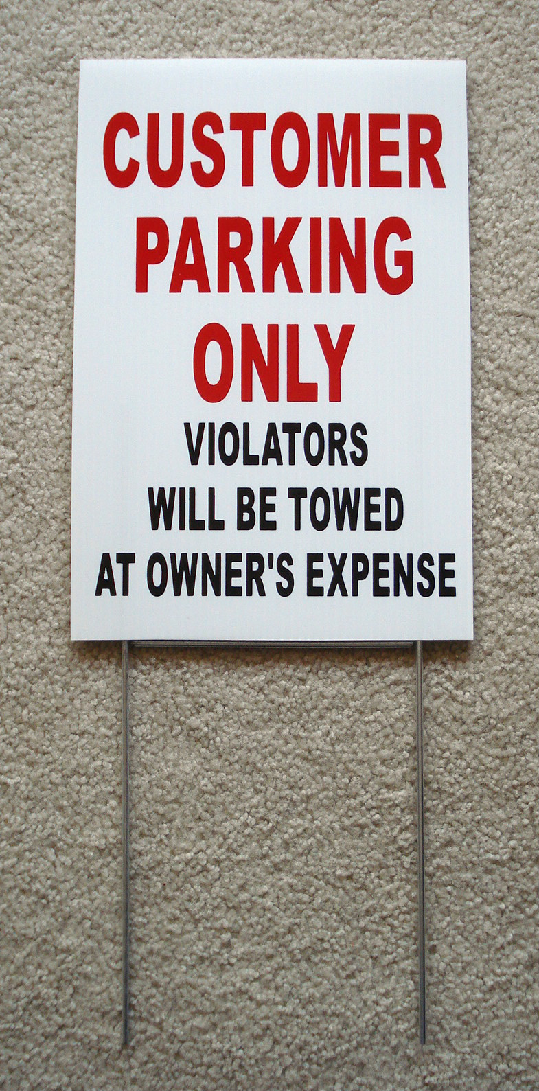CUSTOMER PARKING ONLY 8&Prime;x12&Prime; Plastic Coroplast Sign w/Slide-in-Stake