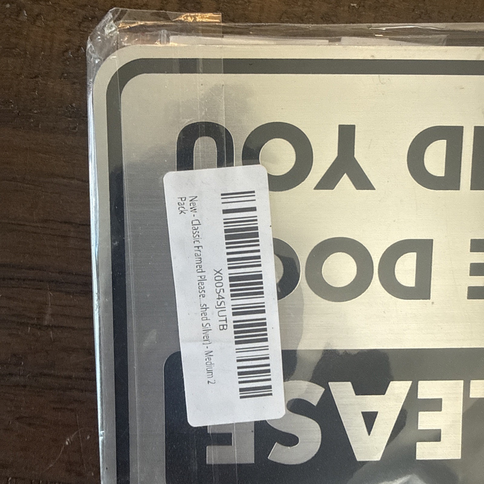 2 Pack Classic Framed Please Close Door Behind You Sign 5&Prime; x 7&Prime; Brushed Silver
