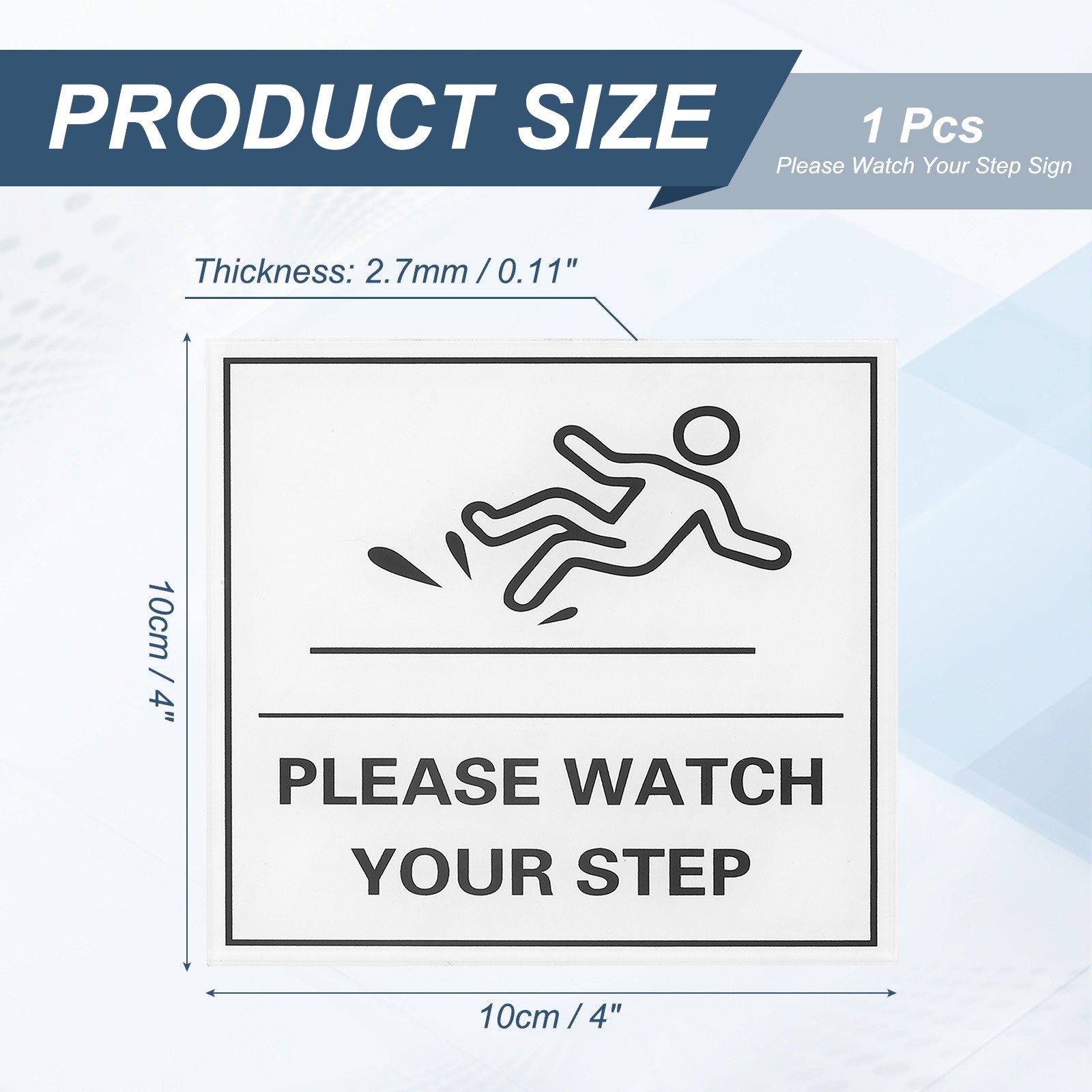 4&Prime; x 4&Prime; Please Watch Your Step Sign, 1 Pcs Warning Sign White with Black Text