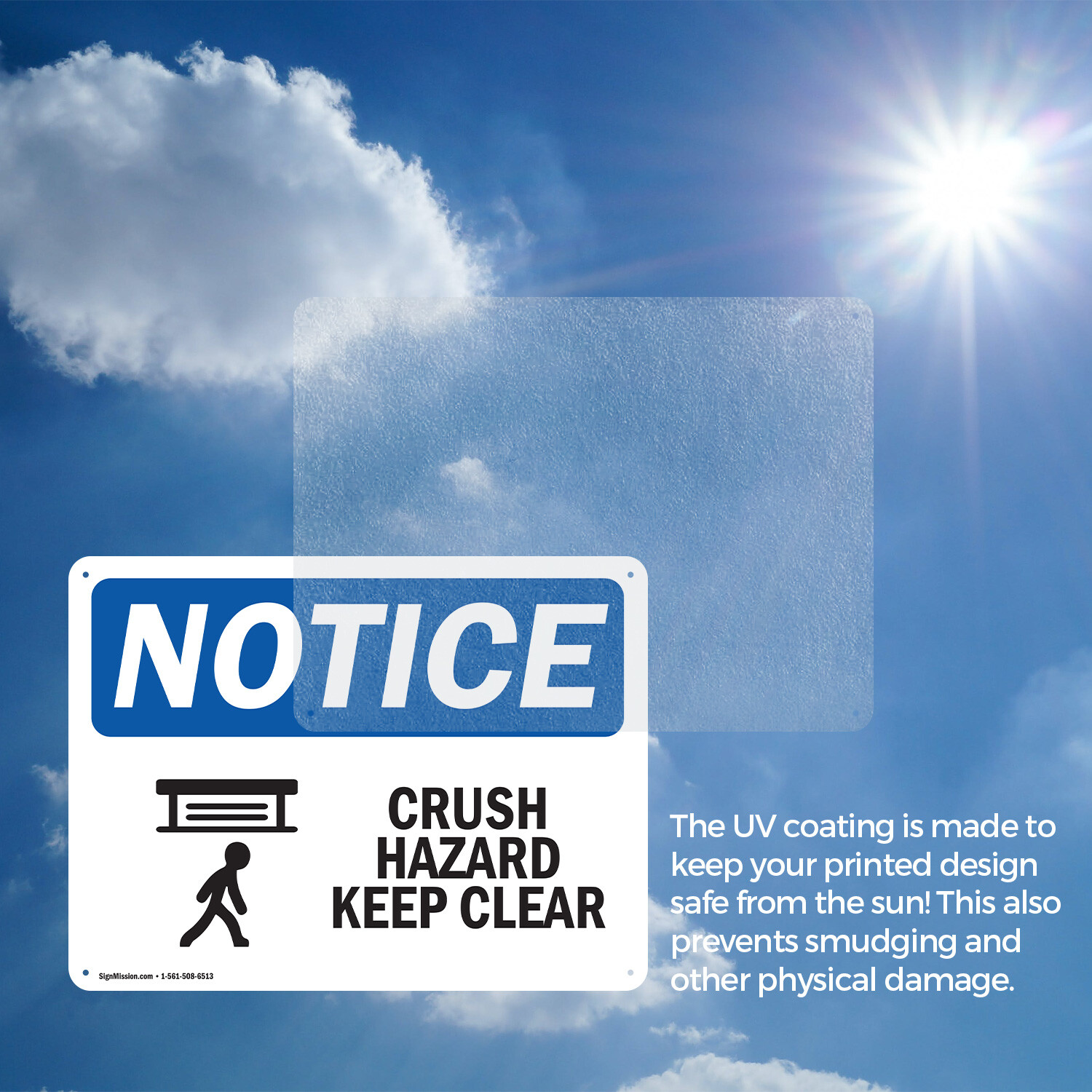 (2 Pack) Crush Hazard Keep Clear OSHA Notice Sign Decal Metal Plastic