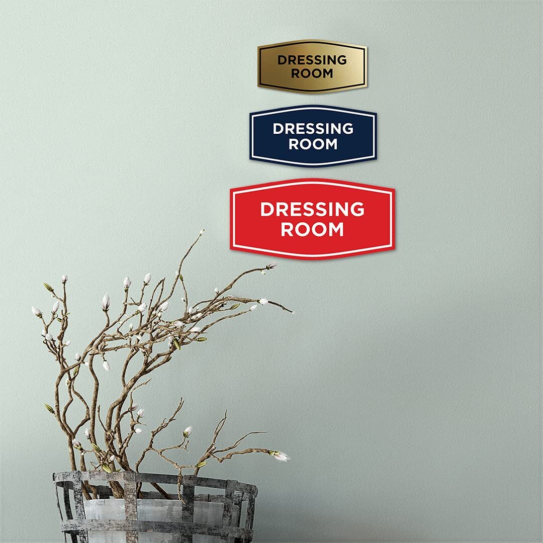Dressing Room Sign Small Black/Gold Fancy Wall or Door Sign 1 Pack
