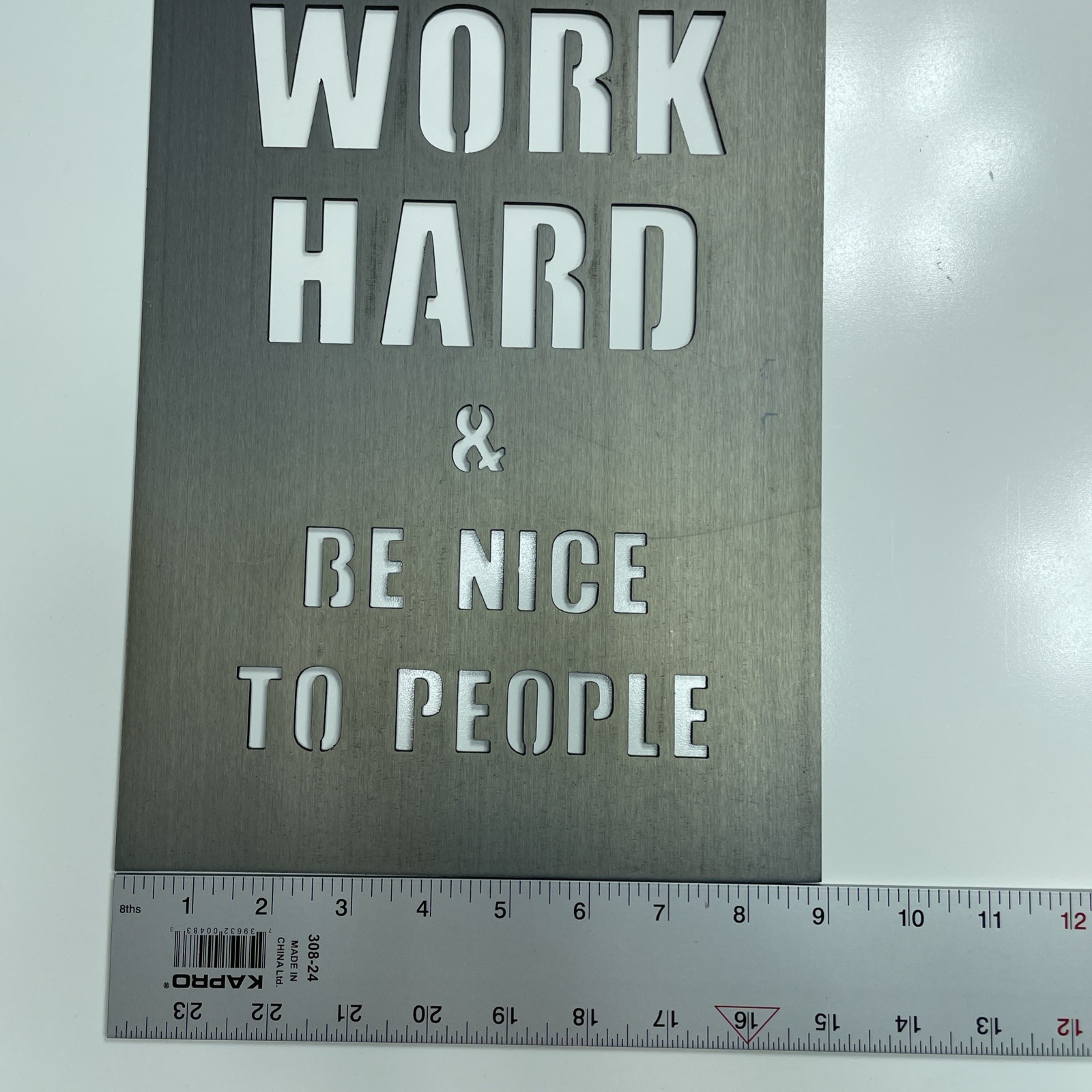 JDH Iron Designs Wall Sign « Work Hard and Be Nice To People » 13 X 9 In Steel USA