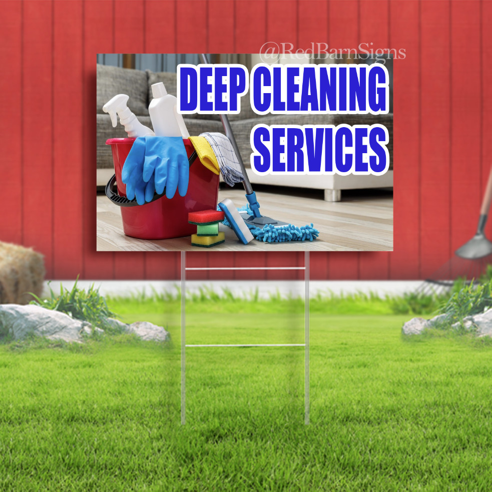 Deep Cleaning Services Indoor Outdoor Yard Sign with metal stakes