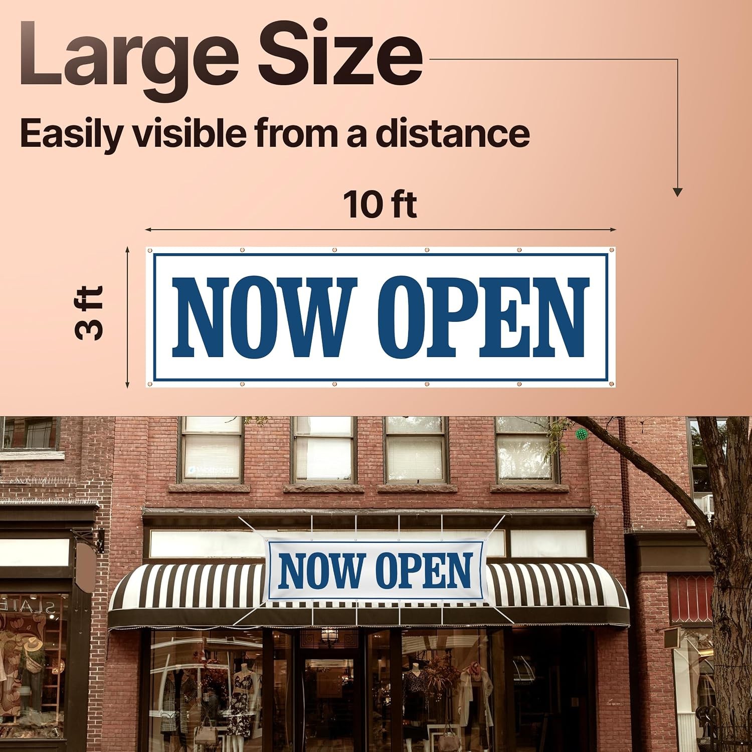 Large Now Open Banner 3×10 foot – Open Sign for Business – Grand Opening Banner