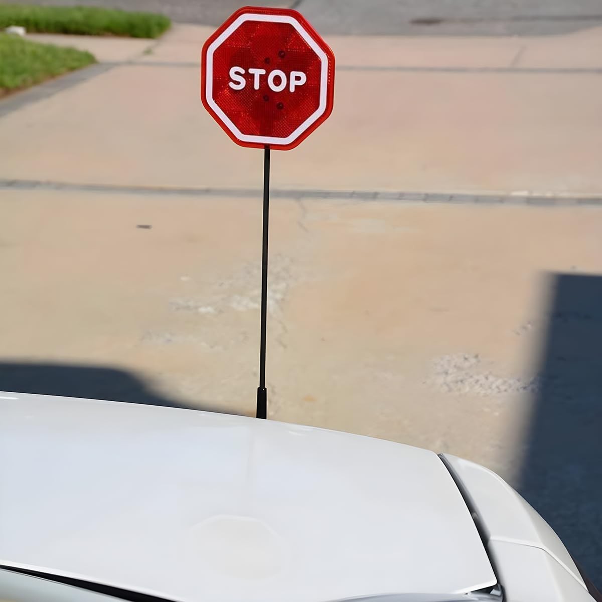 Mandark Flashing LED Stop Sign for Garage Parking Assist, Red/White/Black