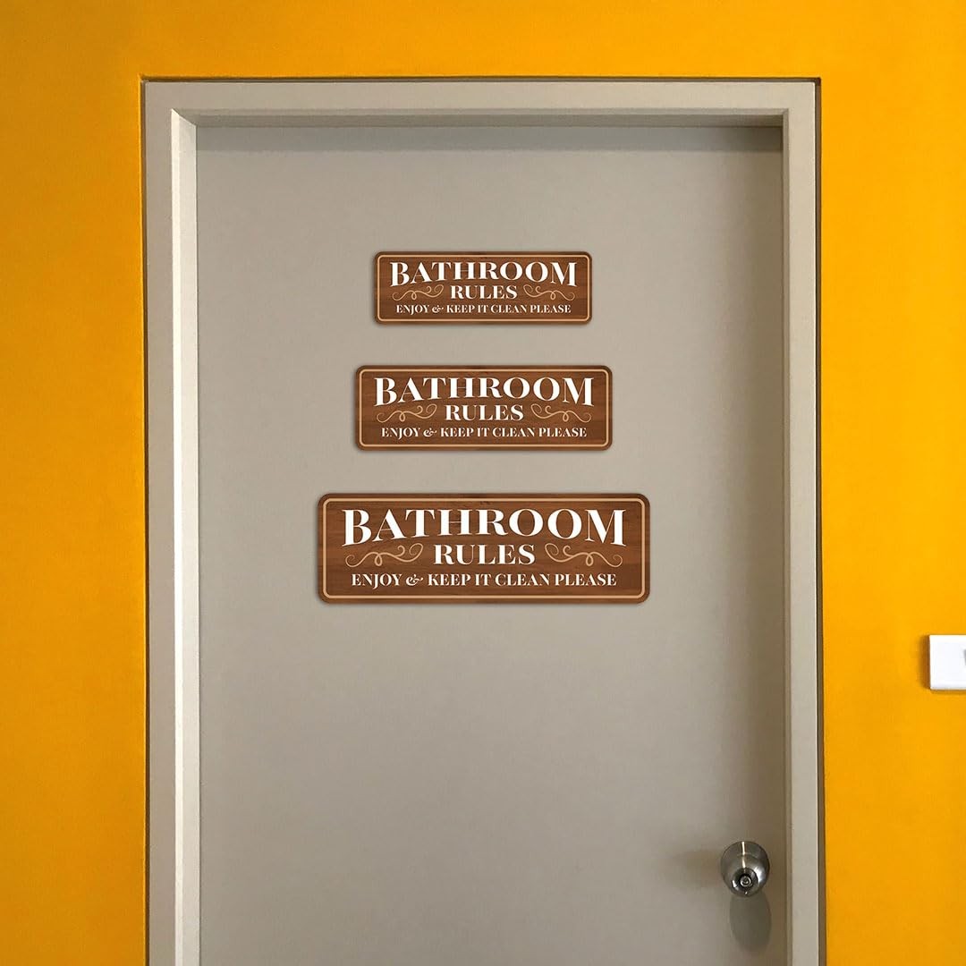 Standard Plus Bathroom Rules Enjoy & Keep It Clean Please Wall or Door Sign
