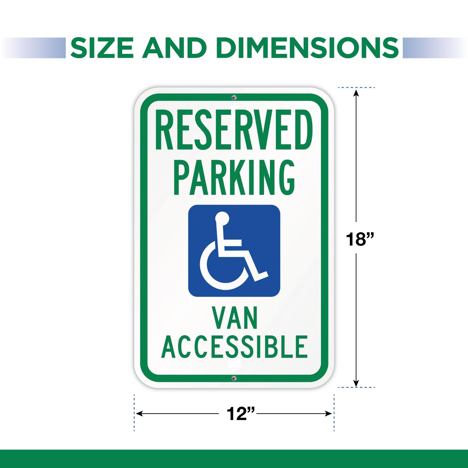 Olanzu 6 Pack Handicap Van Accessible Sign 12 X 17- Aluminum – Engineer Grade