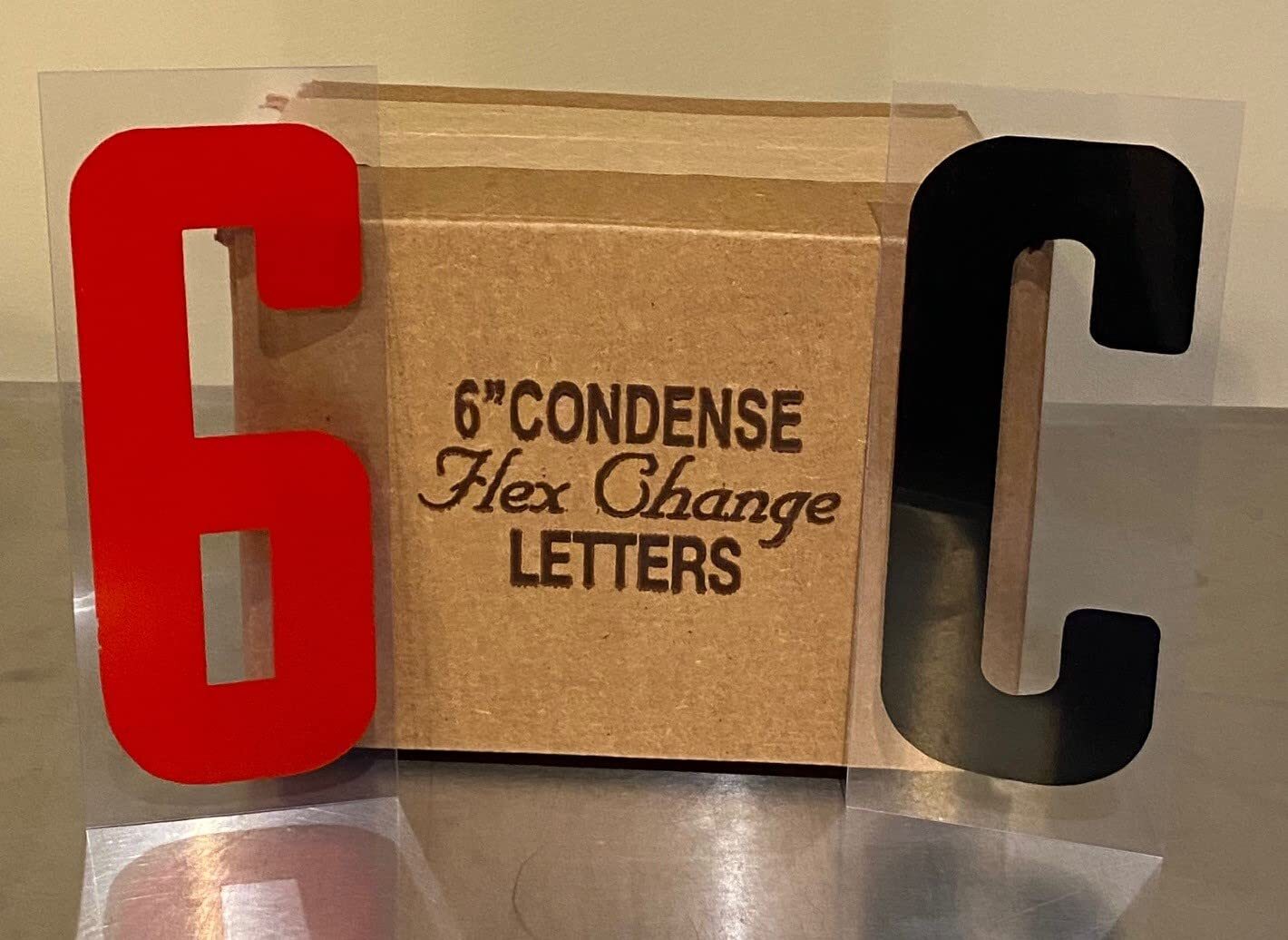 Changeable Outdoor Sign Flexible Letters – Condensed Style – 6&Prime; on 6-7/8&Prime; Black