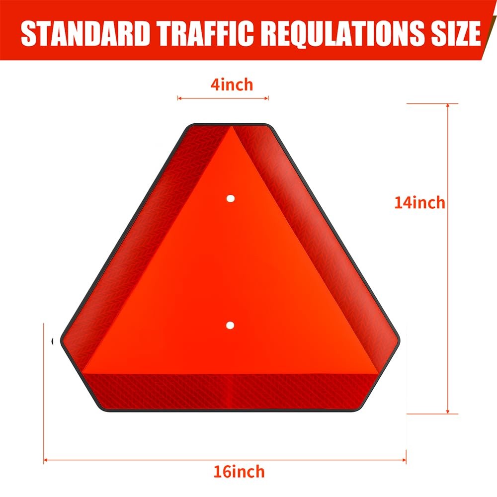 Slow Moving Vehicle Safety Sign,Slow Moving Vehicle Triangle Sign,Plastic 14&Prime;…