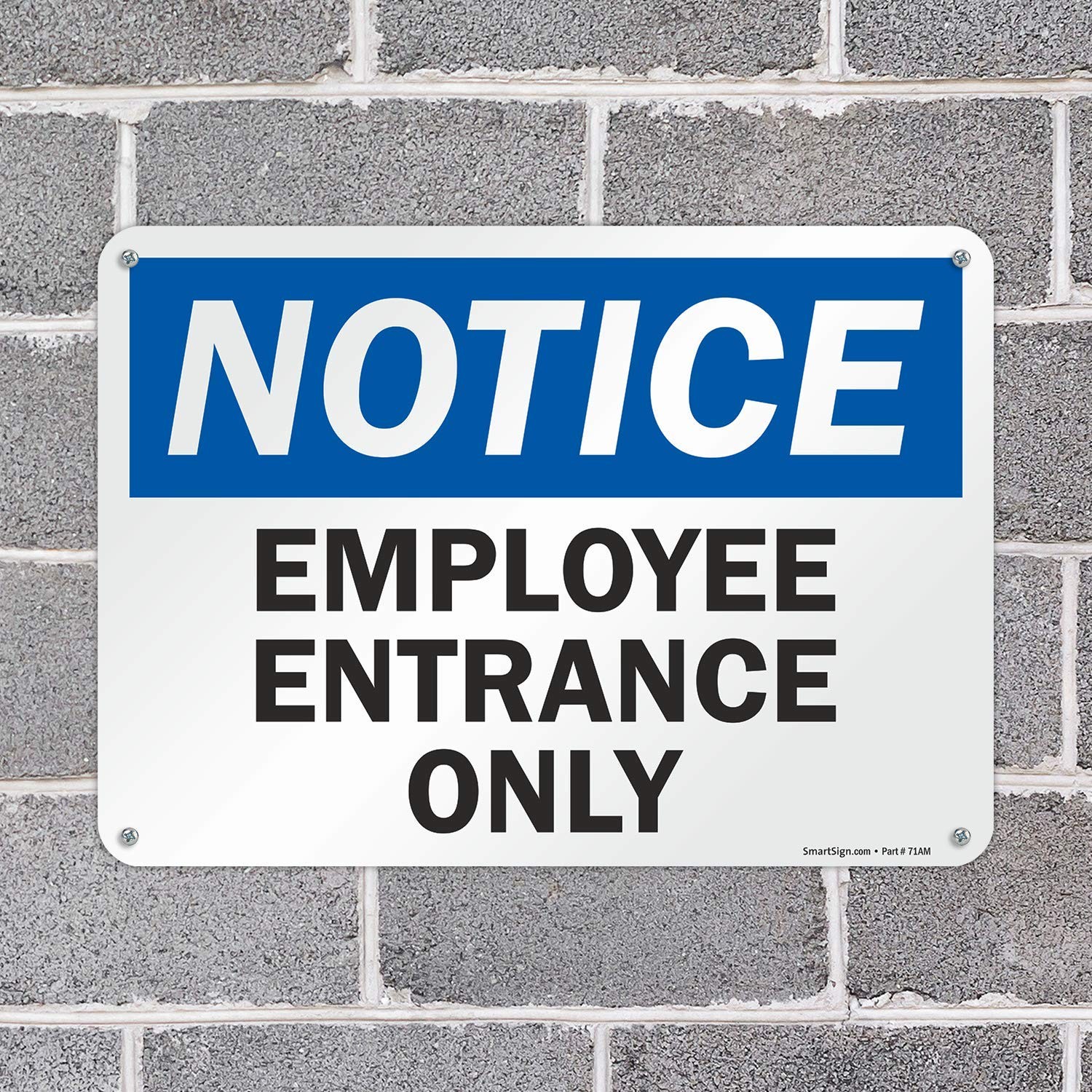10×14 inch Notice Employee Entrance Only OSHA Metal Sign Rustproof Aluminum