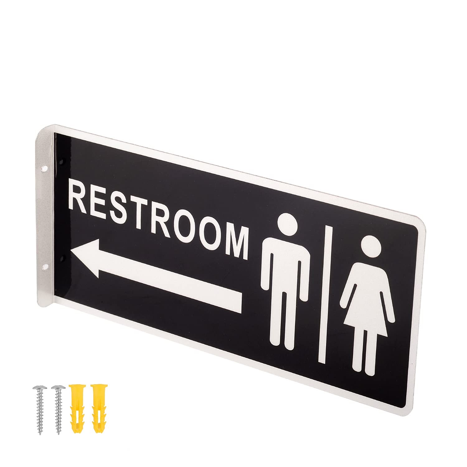 Double Sided Metal Restroom Sign Aluminum Bathroom Office 12.1×5.5 Inch 1 PC