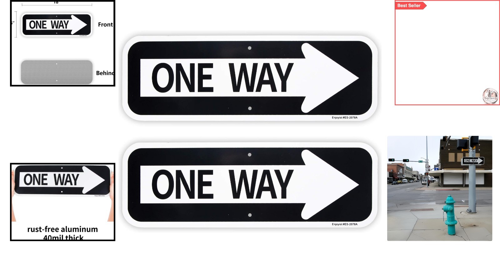 Durable 2-Pack Reflective Aluminum One Way Traffic Signs – 18×6 Inches