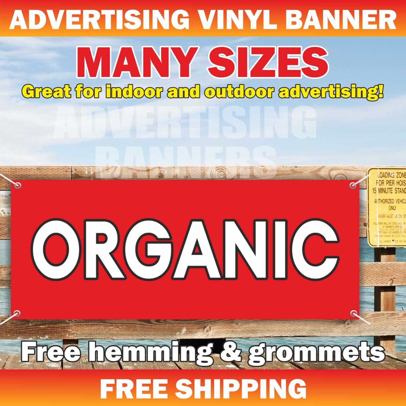 ORGANIC Advertising Banner Vinyl Sign Fresh Produce Farm vegetables fruits meat