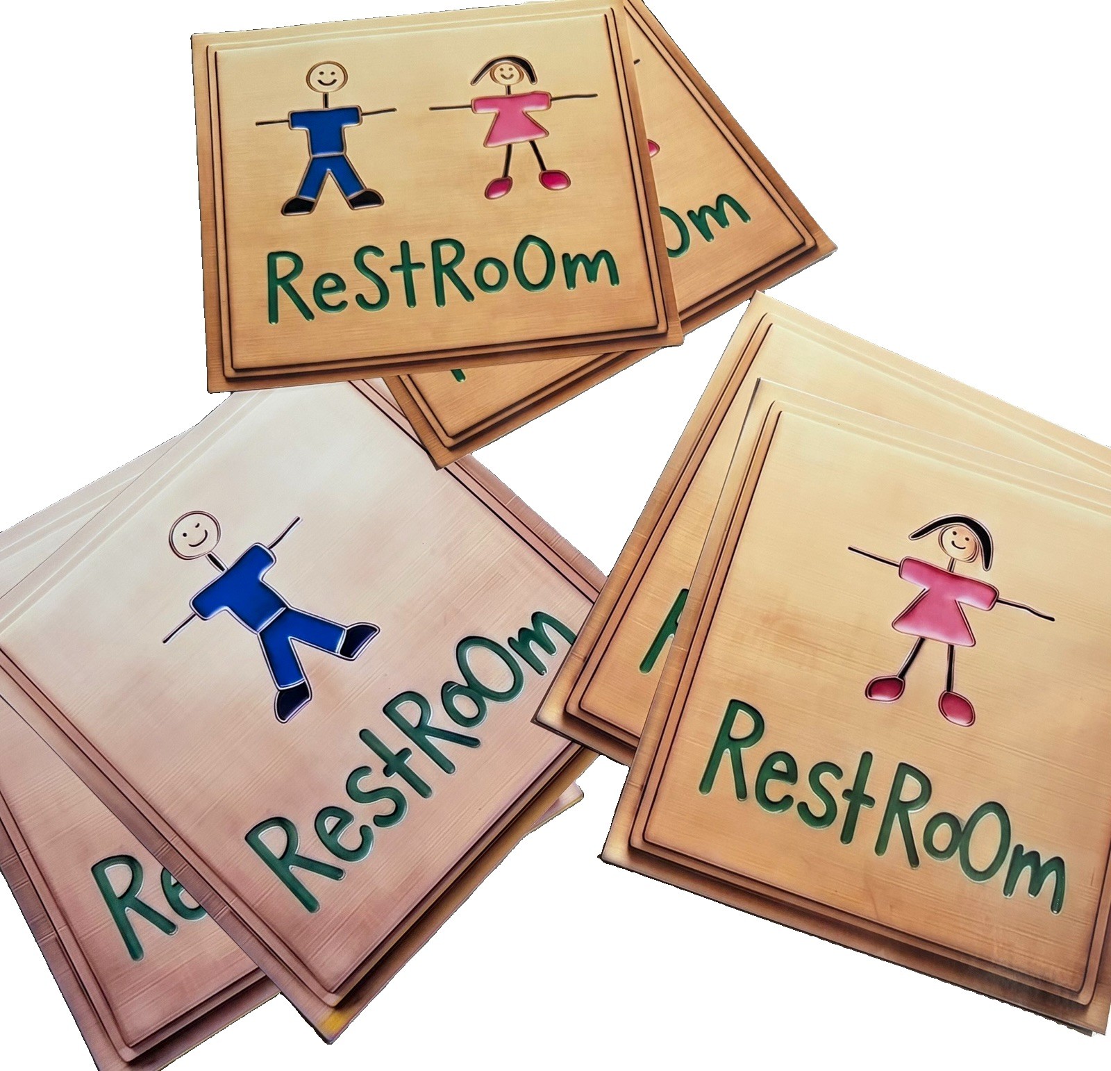 Restroom Sticker Signs. “STICKERS” Roughly 9”x9” Lot Of 6 Stickers.