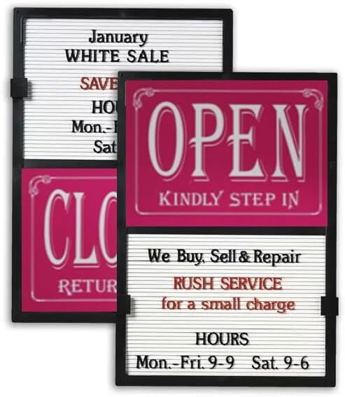 Glassmate Vertical Open/Closed Message Slider Board Sign | 14&Prime;W x 20&Prime;H