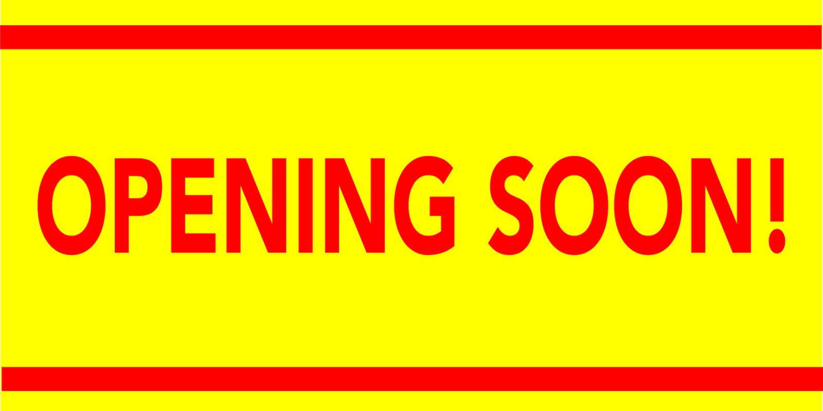 Opening Soon Banner (15oz Heavy Duty, Hemmed, and Grommeted) Red, Yellow