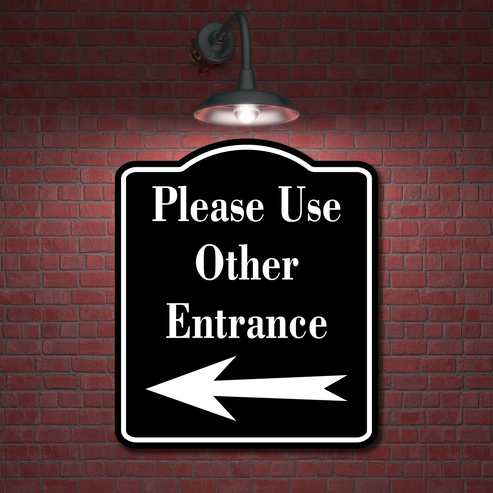 Please Use Other Entrance Left Arrow BLACK Aluminum Composite Sign