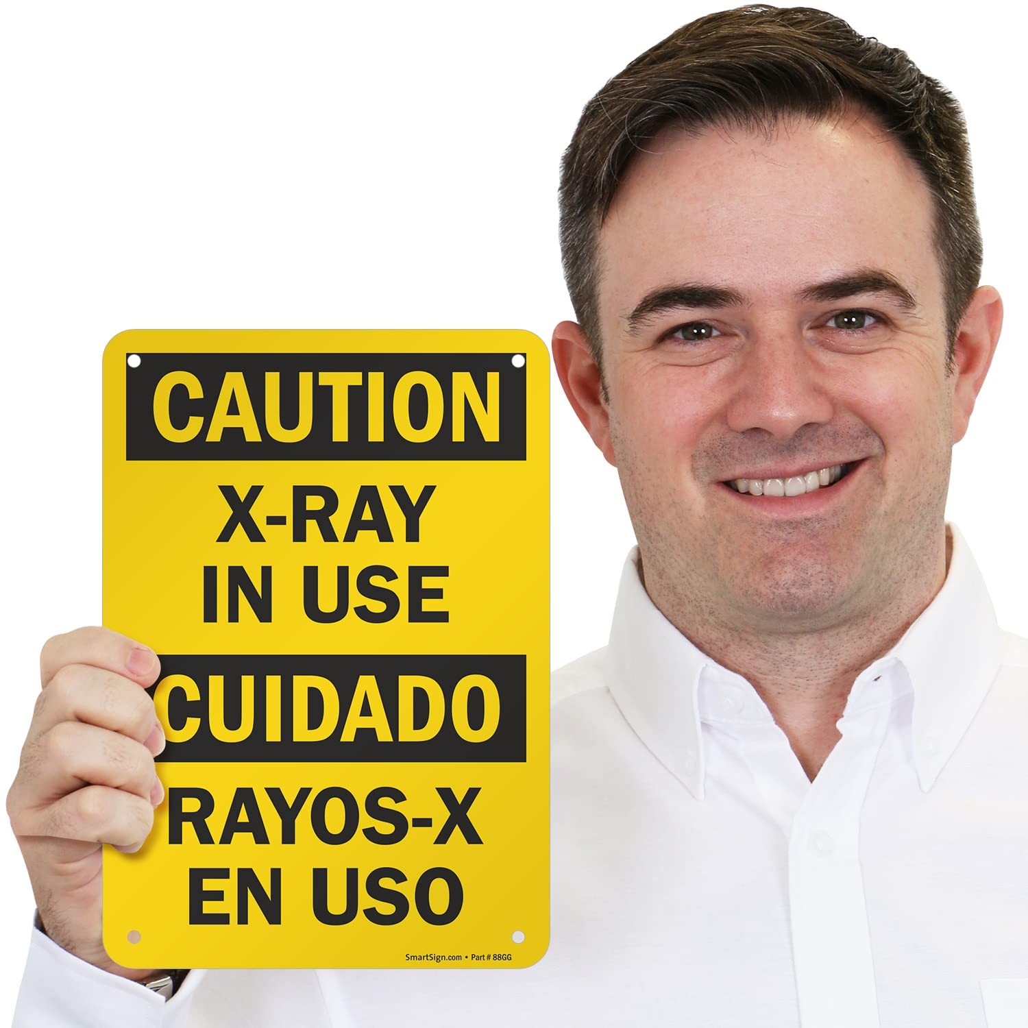7×10 Inch Aluminum Caution XRay In Use Bilingual Warning Sign For Facility