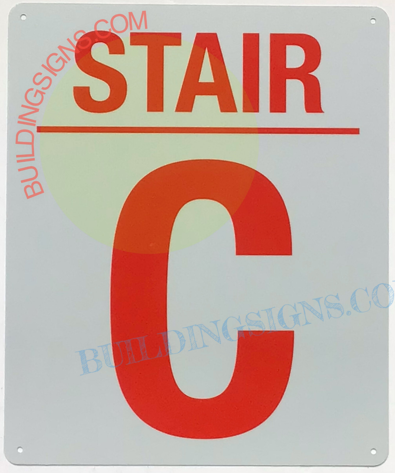STAIR C SIGN (10×12, White, Aluminum)-REF24-1027