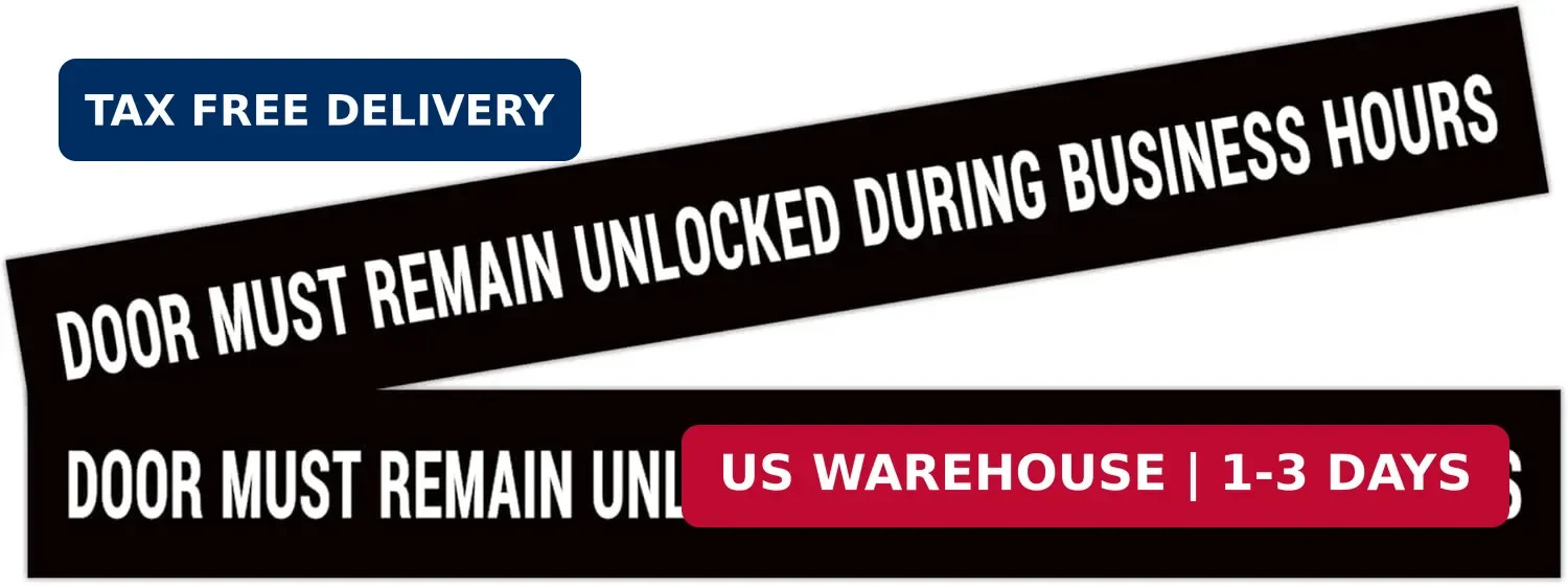 2PCS Door Must Remain Unlocked During Business Hours Sticker Sign，Self-Adhesive