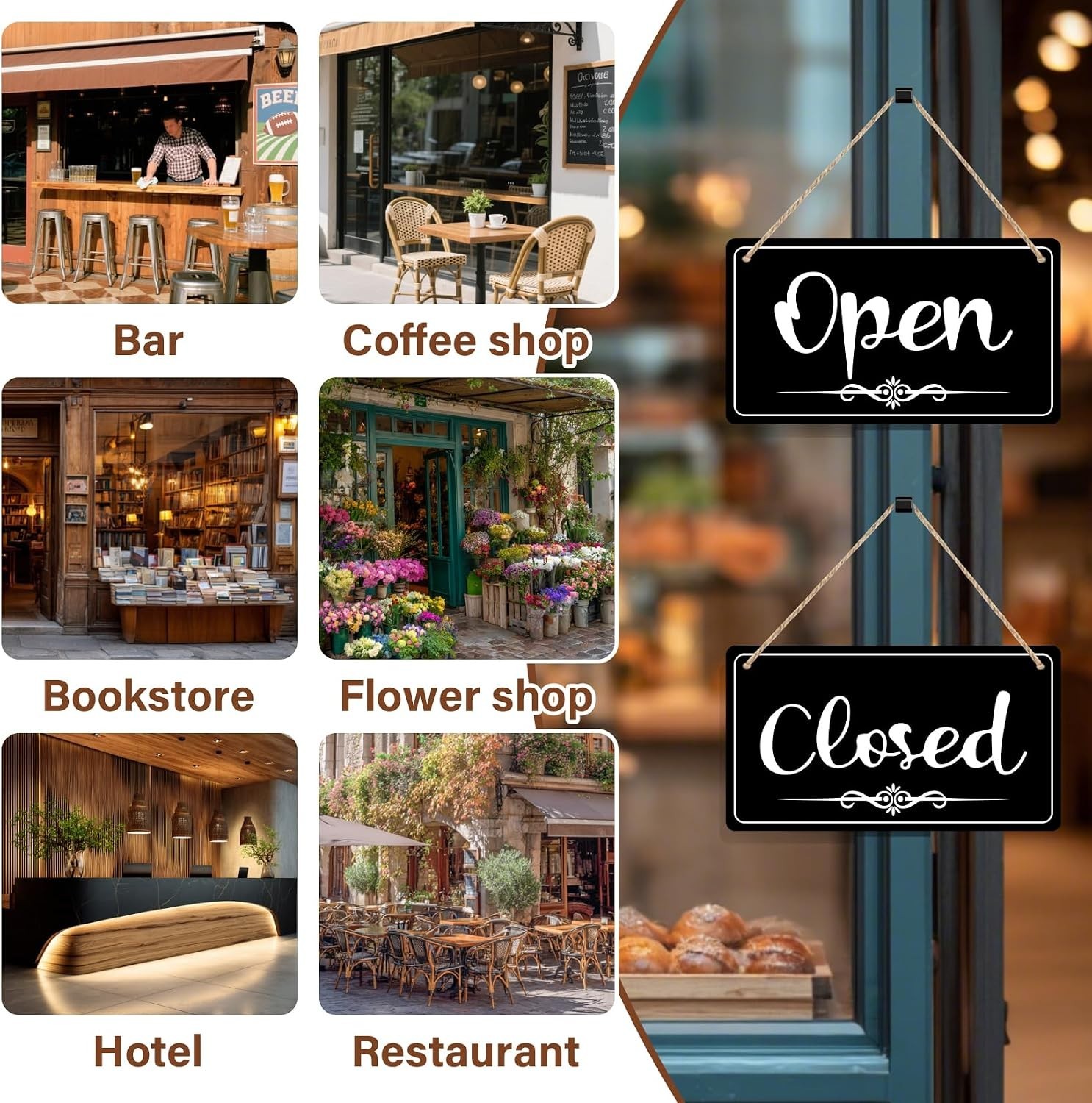 s for Business Double Sided Open Closed Sign Business Hours Sign Hanging Busi…