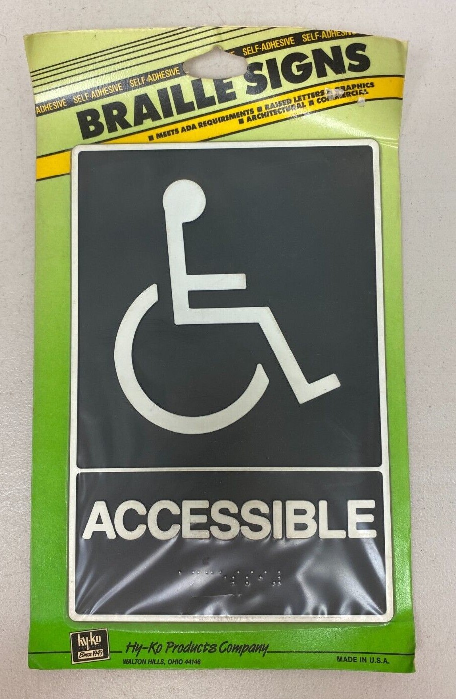 HANDICAPPED ACCESSIBLE SELF-ADHESIVE BRAILLE SIGNS HY KO PRODUCTS COMAPANY