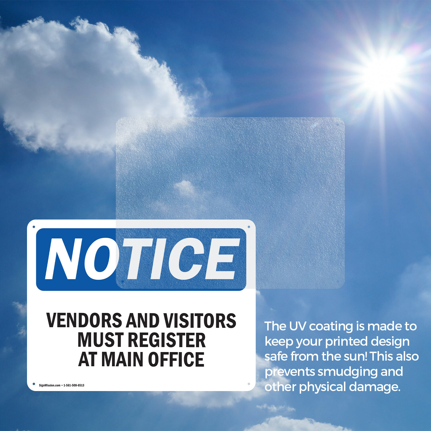(2 Pack) Vendors And Visitors Register At Main Office OSHA Notice Sign Decal